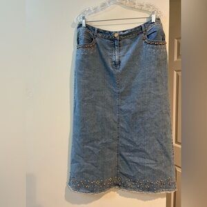 Ruby Rd Boho Maxi Denim Skirt Women’s Size 10